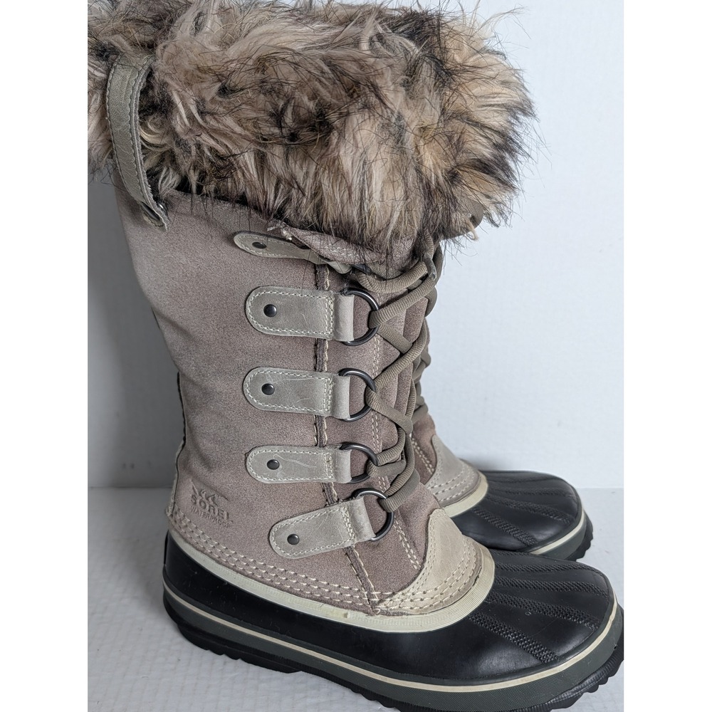 SOREL Joan of Arctic Waterproof Snow Boots Women's Size 6 Brown Faux Fur